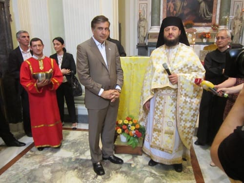 O presidente de Geórgia agradece o apoio dos agostinianos recoletos à Igreja Ortodoxa
