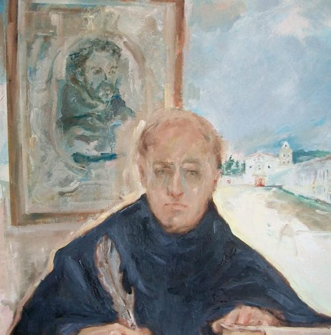 The painter Juan Mallol gifts the OAR with a portrait of the Augustinian reformer in America
